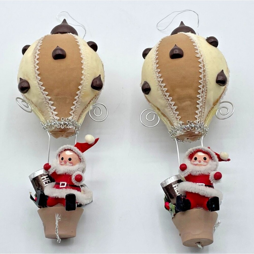 Lot 2 Vintage 1982 Kurt Adler Santa Hershey Kisses Hot Air Balloon Ornaments